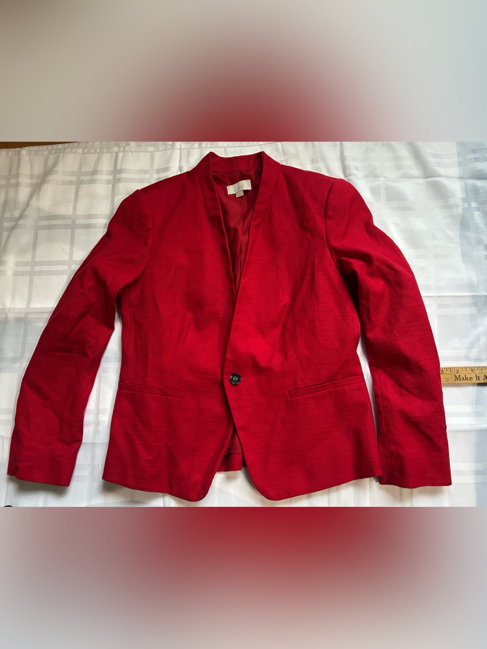 LOFT Red Single-Button Lightweight Blazer
